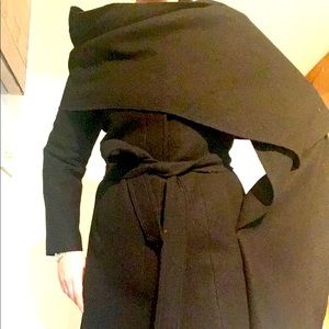 NWOT Cole Haan charcoal belted wrap coat